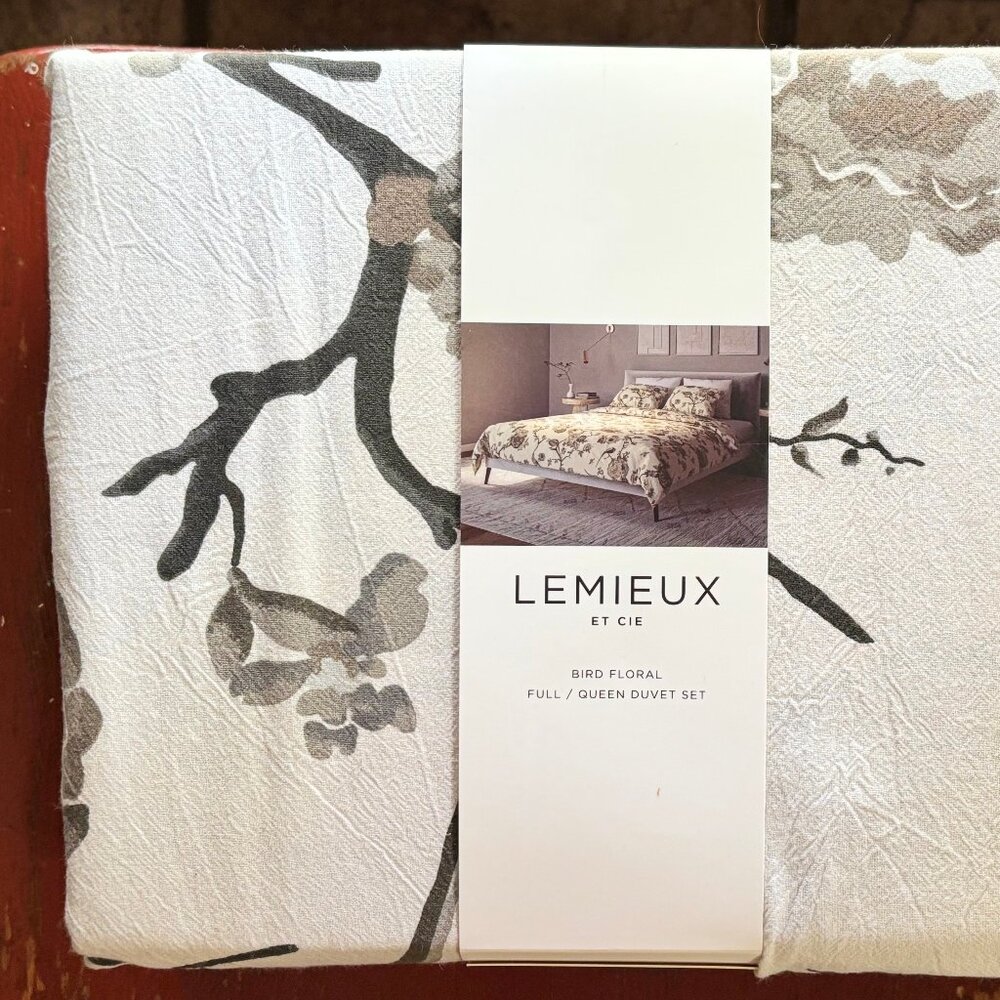 LEMIEUX ET CIE BIRD FLORAL Cotton Full / Queen Duvet Cover Set (88" X 92") - Picture 2 of 7